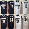 Vintage UConn Huskies 15 Kemba Walker 34 Ray Allen College Basketball Jerseys Blue White Mens Ed Shirts