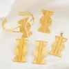 Halskette Ohrringe Set Brasilianische Frauen Gold Farbe Schmuck Clip Und Anhänger Hochzeiten Braut Ring 4 Stücke Für Verlobungsfeier