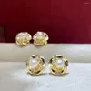 Stud Earrings MeiBaPJ DIY Empty Holder 3-4mm Natural Round Pearls Fashion Flower 925 Silver Fine Wedding Jewelry For Women