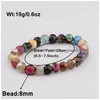 Perlen Natürliche Vulkanstein Armbänder Armreifen 8mm Frauen Perlenstränge Colorf 7 Chakra Yoga Nce Perlen Buddha Gebet Elastisches Armband Dhtqa