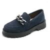 Zapatos de vestir EAGSITY Cuero de gamuza de vaca Penny Loafer Mujeres Punta redonda Casual Moda Damas Marrón Resbalón en perezoso