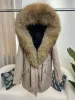 Fourrure Oftbuy 2023 Real Fur Coat Duck Down Winter Veste Femmes Fox Naturel Fox Collier en vrac Long Parkas Bigwear Extérieur détachable