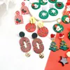 Висячие серьги AENSOA ручной работы, Рождественские серьги из полимерной глины для женщин и девочек, Санта-Клаус, Снеговик, геометрические вечерние украшения, подарок