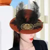 Berets Steampunk Top Hairs Hairpin Cap غير تقليدي مع ريشة وجناح Fedoras لصالح الحفلات الفتيات الفتيات هالوين لباس.