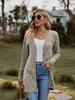 2024 Spring Womens Sweaters Cardigan Long Sleeve Open Front Button Down V Neck Ribbed Knit Lätt ytterkläder med fickan BK24006