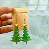 Dangle & Chandelier Wooden Christmas Drop Earrings For Women Handmade Teardrop Large Xmas Tree Dangle Charm Accessories Jewelry Gifts Dhd1N