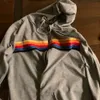 Sweats à capuche pour femmes Sweatshirts Femmes Mode Sweat à capuche surdimensionné Rainbow Stripe Sweat-shirt à manches longues Fermeture éclair Poche Manteau Veste Printemps Casual V Emodern888