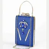 Nuova borsa da pranzo con decorazione a diamante in hardware, borsa piccola quadrata da principessa, squisita borsa per cellulare da socialite, borsa da festa in materiale flash 240222 240222