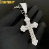 Necklaces Iced Out Cross Necklace For Women Men Prong Setting Bling Micro Pave Pendant Gold Plated Charm Hip Hop Jewelry