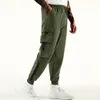 Calças masculinas soltas ajuste multi bolso joggers para primavera verão rua cordão casual carga fitness