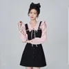 Casual Dresses Kawaii Women Dress Elegant Vintage Courtly Floral Long Sleeve One-Piece Office Ladies Korean Fashion Clothes 2024