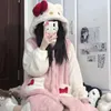 Dames Nachtkleding Winter Leuke Dikke Warme Nachthemd Voor Vrouwen Pyjama Met Capuchon Lange Flanellen Nachtjapon Gewaad Cosplay Pluche Slaap Draagt