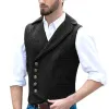 Men's Vest Herringbone Notched Lapel Slim Vest Business Single-breasted Punk Style New Vest Clothing Casual