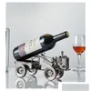 Dekorativa föremål Figurer Luxury Retro Red Wine Holder Tractor Shape Metal Bottle Rack Cabinet Ornament Light Storage Home DEC DHHFV