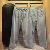 Мужские джинсы High Street Дизайнерские брюки с открытой вилкой Узкие капри с вышивкой Джинсовые брюки Теплые брюки для похудения Модный бренд одежды Дизайнерские джинсы Loewe Jeans