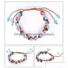 Beaded Handmade Braided Beaded Strands Bracelets For Men Women Natural Stone Agate Crystal Beads Pendant Bracelet Girls Ladies Hand J Dhket