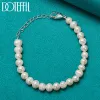 Ensembles DOTEFFIL 2 pièces 8mm perle naturelle chaîne perlée 925 argent collier bracelet ensemble pour les femmes de mariage fiançailles fête bijoux