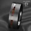 Ringar 8mm svart borstad volframkarbidring utanför mitten Koa Wood Wedding Band Ring Anpassade smycken