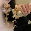 Baumeln Ohrringe Luxus Lange Metall Blume Quaste Fischschwanz Rose Für Frauen Persönlichkeit Temperament Goldene Schmuck Geschenk Großhandel