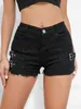 Vrouwen Shorts Womens hoge taille jeans 2024 zomer sexy straat gat stretch rechte denim shorts T240222