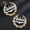 Back Personalized Stainless Steel Name Earring Double Gold Plated Nameplate Earring Name Charm Earring for Women Sexy Jewelry Gifts
