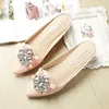 Slippers Big Size Shoes Woman 2024 Cover Toe Casual Glitter Slides Pantofle Low Luxury Summer Pointed Jelly Flat TPR Hoof He