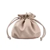 Drawstring Bucket Shoulder Bag for Women Fashion Casual Cute Mini Cross Body Small Bag Soft Leather Solid Color Purse