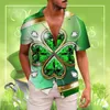 Mens T Shirts Fashion St Day 3D Digital Tryckt Single Breasted Short Sleeved Shirt Casual Dress Men