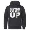 Herenhoodies Merk Oversize Sweatshirts Zacht los trainingspak Geef nooit op Print Herfst Winter Fleece Trui met capuchon