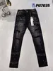 Мужские фиолетовые дизайнерские джинсы PL8827 Ripped Biker Slim Straight Skinny Pants Designer True Stack Fashion Jeans Trend Brand Vintage Pant фиолетовые фирменные джинсы