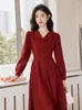 Casual jurken formeel kantoor dame outfits retro Franse stijl effen kraagvorm elegante vrouw midi vintage faldas vestido festa