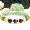 Bracelets MG0898 Bracelet Turquoise africain 8 MM pour femmes Bracelet Aventurine verte mélange de cristaux Bracelet grenat oeil de tigre Bracelet