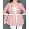 Chaquetas de mujer Mujeres largas Abrigo de encaje Cardigan Verano Femme Pink Net Hilado Hollow Out Ropa de sol Abrigos de mantón Elegante Chaqueta negra Top