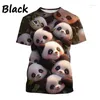 T-shirts pour hommes 2024 Vente Panda T-shirt imprimé en 3D Motif animal de dessin animé