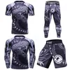 Survêtements pour hommes Cody Lundin Rashguard MMA T-shirt Shorts pour hommes 4pcs / Set 3D Grappling BJJ Rash Guard Jiu Jitsu T-shirts Collants de sport