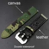 Other Watches Canvas+leather strap 20mm 22mm camouflage strap military watch bracelet Pulseira mens watch accessories J240222