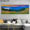 Sunrise Mist Green Tree Forest Landscape Canvas Painting Wall Art Pictures Poster and Prints for Living Room Home Decor No Frame
