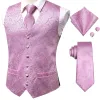 Silk Men's Waistcoat Necktie Set Men Vests With Neck Tie Hankerchief Cufflinks Floral Paisley for Business Wedding Dad Son
