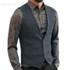 Mannen pak vest zwart grijs wol tweed gilet jas slim fit zoals Beckham zakelijke stalknecht kleding man voor bruiloft