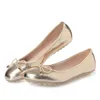 2024 summer women shoes low heels silvery Round head Bow knot Flat bottom comfortable Breathable Mom Black gold large size 36-41