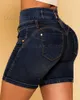 Dames shorts klassieke stretchy gewassen shorts jeans 2023 vrouwen vaste high wasit multi -breastedcasual ritssluiting pocket pocket denim shorts t240222