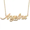 Collana con nome Angelina, ciondolo per donne, regali per la fidanzata, targhetta personalizzata per bambini, migliori amiche, gioielli, acciaio inossidabile placcato oro 18 carati