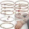 Bracelets Femmes Tennis 925 Argent Original Luxe Livraison Gratuite Mode Certifié Charmes Amitié Or Rose Perle Coeur Chaîne Bracelet