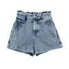 23 Sommer europäische und amerikanische Vintage-Denim-Shorts, elastische hohe Taille, weites Bein, Hotpants, wassergewaschene Papiertüten-Shorts 6164106