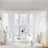 Cortina transparente renda estilo princesa guarda-sol tule para sala de jantar quarto