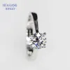 Anelli Anello in argento sterling 925 Gioielleria raffinata Fedi nuziali per anniversario per fidanzata Pietra principale rotonda 0,4 ct ~ 1,5 ct D Colore Moissanite