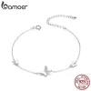 Bangles Bamoer Sterling Silver 925 Butterfly Bracelet Bracelet Lobster Class Chain for Women Fashion Ootd Silver Jewelry Gift Scb197