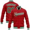 Herenjacks Aangepaste roodblauw kleur 3D Gedrukte honkbal Knop Jacker Bomber Full-Snap Varsity Letterman