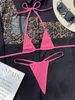 Costume da bagno donna lucido micro bikini 2023 donna sexy solido rosa caldo reggiseno push up triangolo costume da bagno brasiliano costume da bagno estremo BiquiniH24222