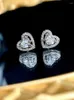 Stud Earrings Light Luxury Love Set In Pure Silver With Artificial White Diamond Versatile And Unique Elegant Design